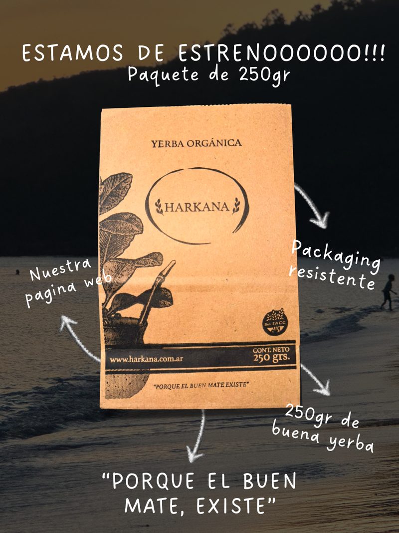 Bolsa Harkana Yerba Orgánica 250g formato de prueba